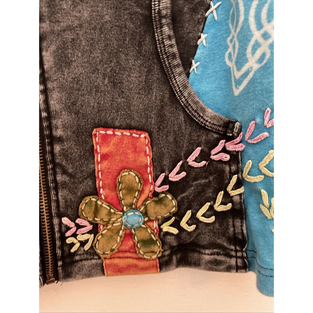 Boho Style Zip-Up Hoodie Medium Embroidered Artsy Eclectic Hippie - Picture 4 of 8